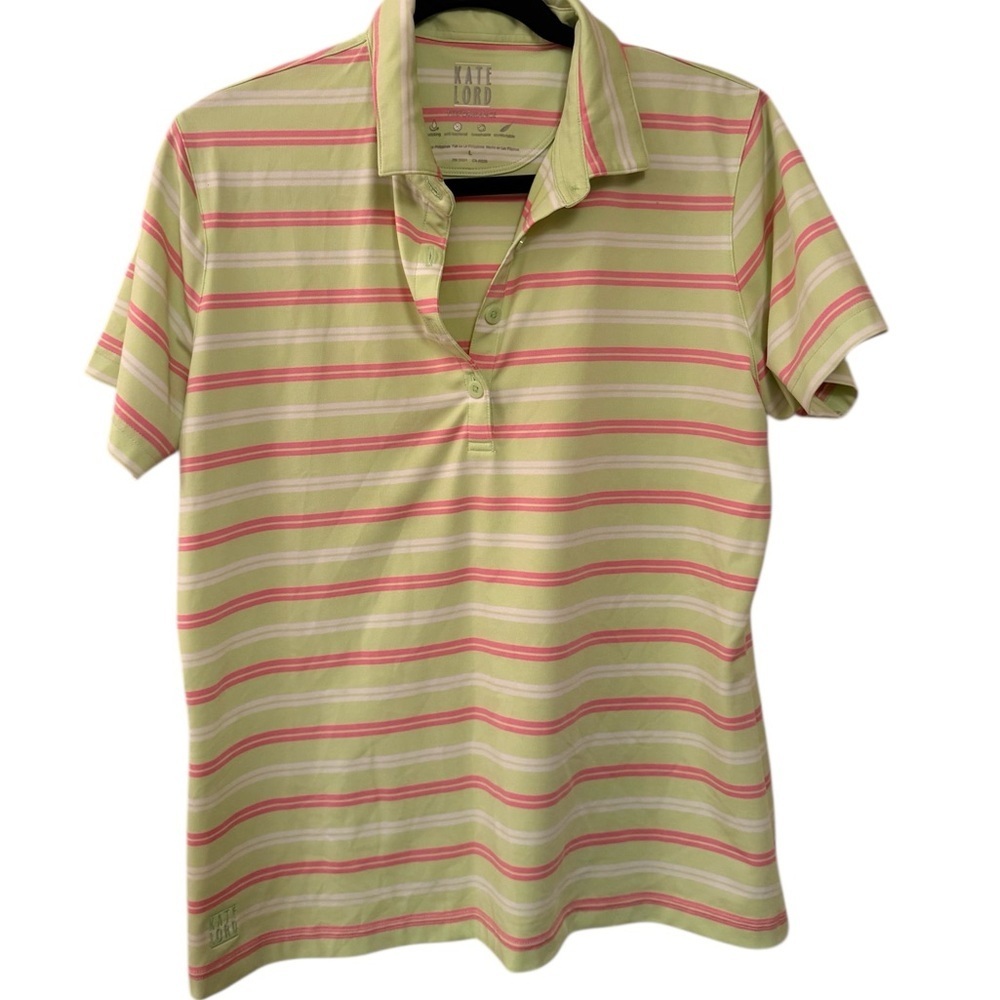 Kate Lord Green and Pink Striped Shirt Sz.L